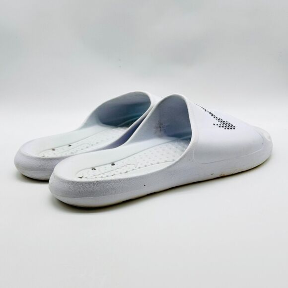 Nike Victori One Mens 13 White Black Swoosh One Shadow Slides Sandals Shoes - Picture 9 of 12